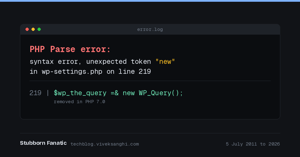 A parse error, a stalled upgrade, and fifteen years of silence
